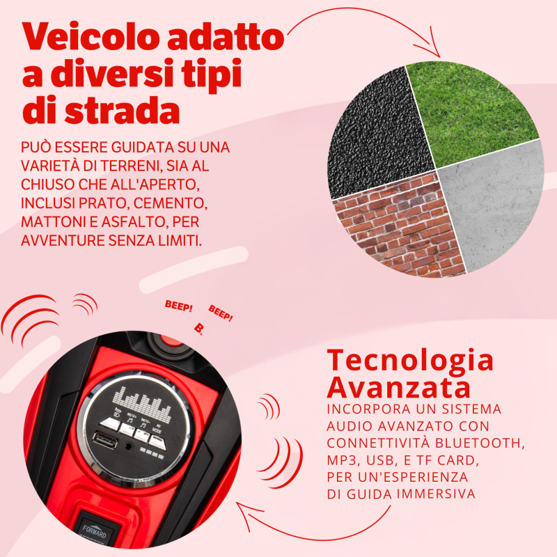 Moto Elettrica per Bambini Honda NC750X 12V Motocicletta con MP3 Accelleratore a Pedale Luci a LED e Suoni Integrati – Variante Rosso