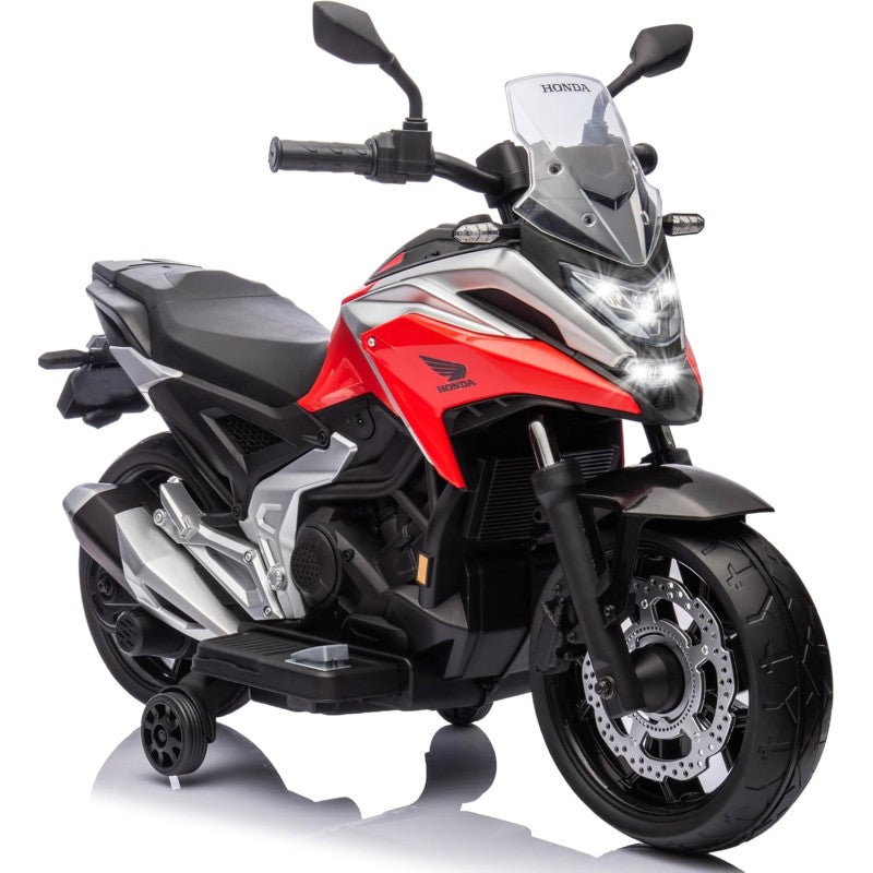 Moto Elettrica per Bambini Honda NC750X 12V Motocicletta con MP3 Accelleratore a Pedale Luci a LED e Suoni Integrati – Variante Rosso