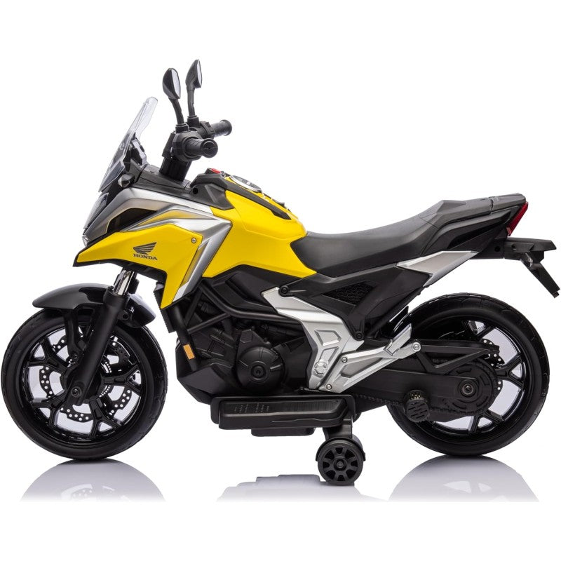Moto Elettrica per Bambini Honda NC750X 12V Motocicletta con MP3 Accelleratore a Pedale Luci a LED e Suoni Integrati – Variante Giallo