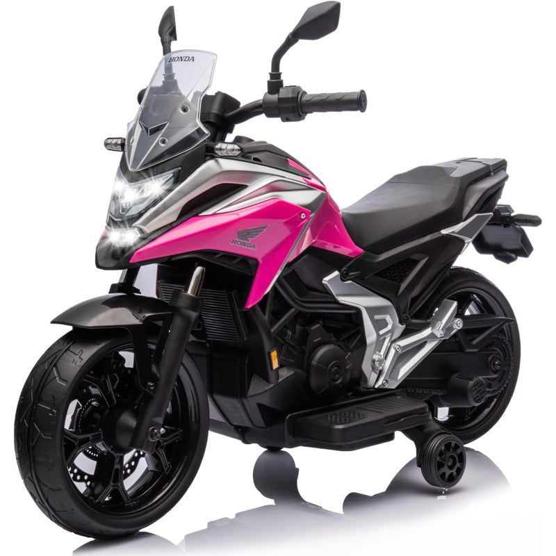 Moto Elettrica per Bambini Honda NC750X 12V Motocicletta con MP3 Accelleratore a Pedale Luci a LED e Suoni Integrati – Variante Rosa
