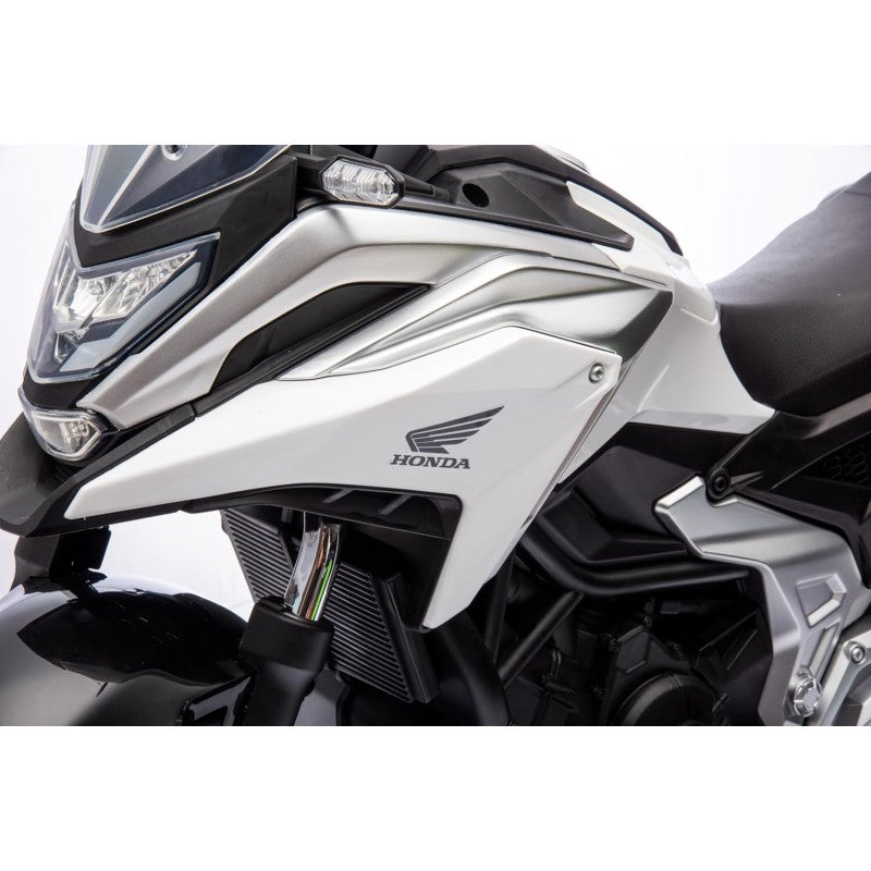Moto Elettrica per Bambini Honda NC750X 12V Motocicletta con MP3 Accelleratore a Pedale Luci a LED e Suoni Integrati – Variante Bianco