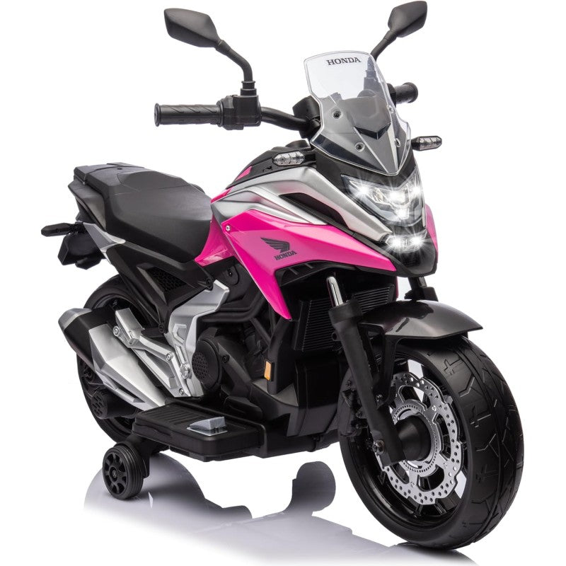 Moto Elettrica per Bambini Honda NC750X 12V Motocicletta con MP3 Accelleratore a Pedale Luci a LED e Suoni Integrati – Variante Rosa