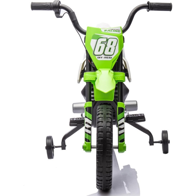 Moto Elettrica per Bambini 12V Super Cross Enduro con 2 Motori Potenti Acceleratore Manopola Ruote con Battistrada Bluetooth – Variante Verde