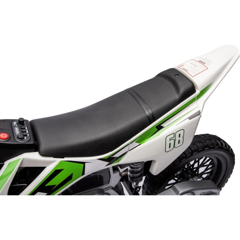 Moto Elettrica per Bambini 12V Super Cross Enduro con 2 Motori Potenti Acceleratore Manopola Ruote con Battistrada Bluetooth – Variante Verde