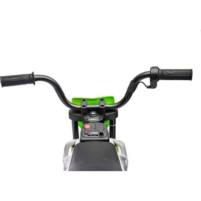 Moto Elettrica per Bambini 12V Super Cross Enduro con 2 Motori Potenti Acceleratore Manopola Ruote con Battistrada Bluetooth – Variante Verde