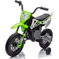 Moto Elettrica per Bambini 12V Super Cross Enduro con 2 Motori Potenti Acceleratore Manopola Ruote con Battistrada Bluetooth – Variante Verde