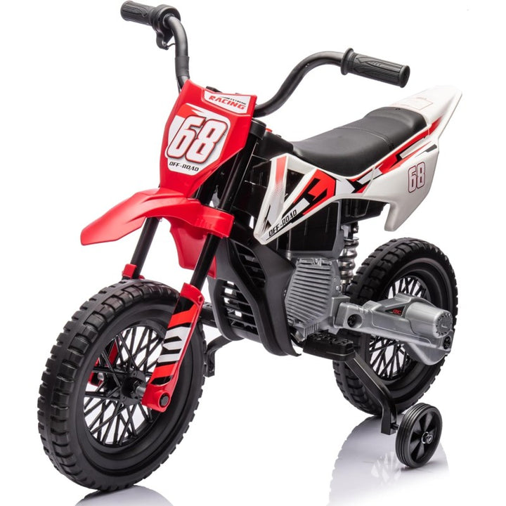 Moto Elettrica per Bambini 12V Super Cross Enduro con 2 Motori Potenti Acceleratore Manopola Ruote con Battistrada Bluetooth