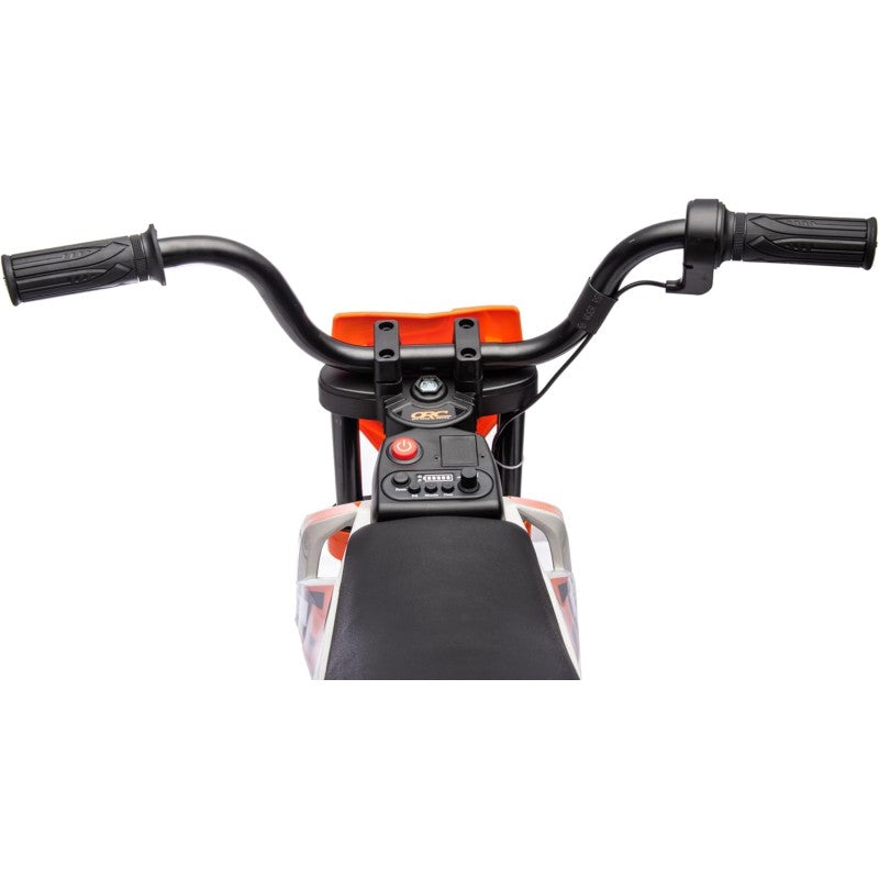 Moto Elettrica per Bambini 12V Super Cross Enduro con 2 Motori Potenti Acceleratore Manopola Ruote con Battistrada Bluetooth – Variante Arancio