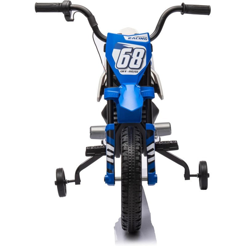 Moto Elettrica per Bambini 12V Super Cross Enduro con 2 Motori Potenti Acceleratore Manopola Ruote con Battistrada Bluetooth – Variante Blu