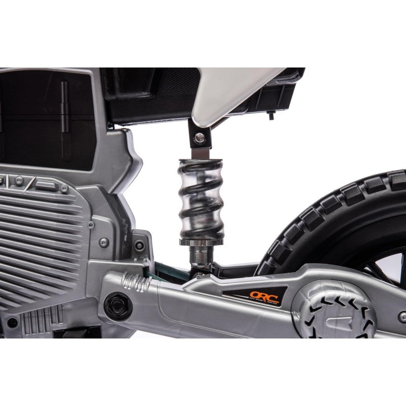 Moto Elettrica per Bambini 12V Super Cross Enduro con 2 Motori Potenti Acceleratore Manopola Ruote con Battistrada Bluetooth – Variante Arancio