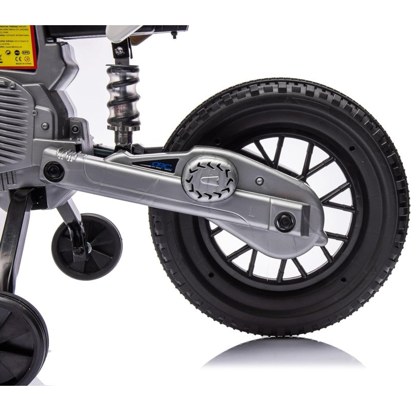 Moto Elettrica per Bambini 12V Super Cross Enduro con 2 Motori Potenti Acceleratore Manopola Ruote con Battistrada Bluetooth – Variante Blu
