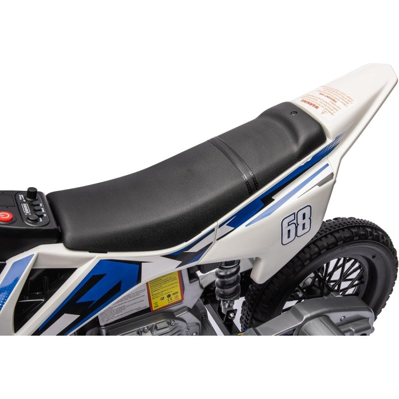 Moto Elettrica per Bambini 12V Super Cross Enduro con 2 Motori Potenti Acceleratore Manopola Ruote con Battistrada Bluetooth – Variante Blu