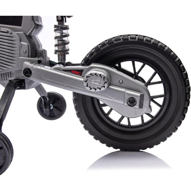 Moto Elettrica per Bambini 12V Super Cross Enduro con 2 Motori Potenti Acceleratore Manopola Ruote con Battistrada Bluetooth – Variante Rosso