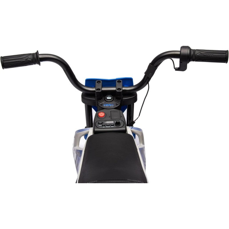 Moto Elettrica per Bambini 12V Super Cross Enduro con 2 Motori Potenti Acceleratore Manopola Ruote con Battistrada Bluetooth – Variante Blu