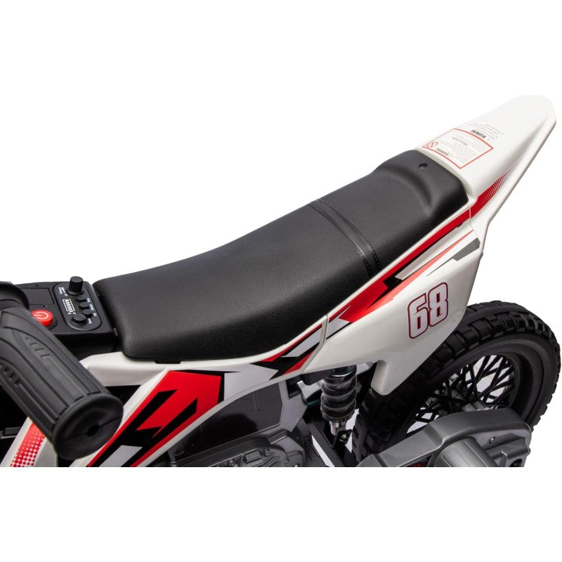 Moto Elettrica per Bambini 12V Super Cross Enduro con 2 Motori Potenti Acceleratore Manopola Ruote con Battistrada Bluetooth – Variante Rosso