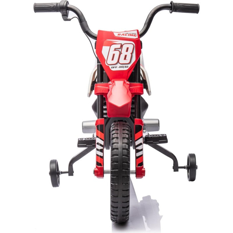 Moto Elettrica per Bambini 12V Super Cross Enduro con 2 Motori Potenti Acceleratore Manopola Ruote con Battistrada Bluetooth – Variante Rosso