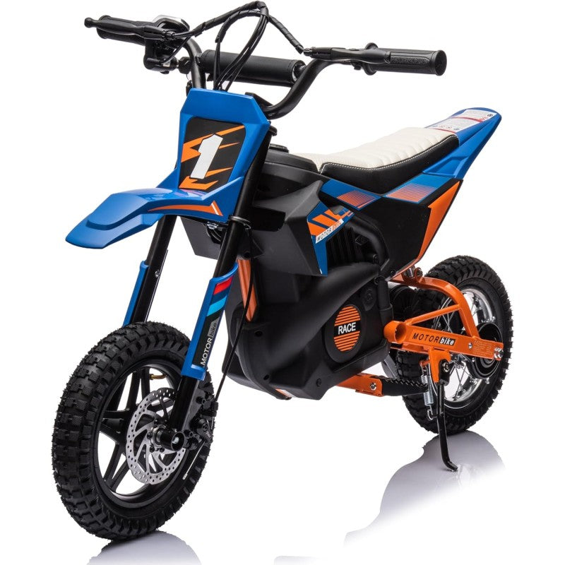 Moto Elettrica per Bambini Thunder Cross 24V 250W sedile in pelle accensione chiave acceleratore a manopola portata max 63kg – Variante Blu