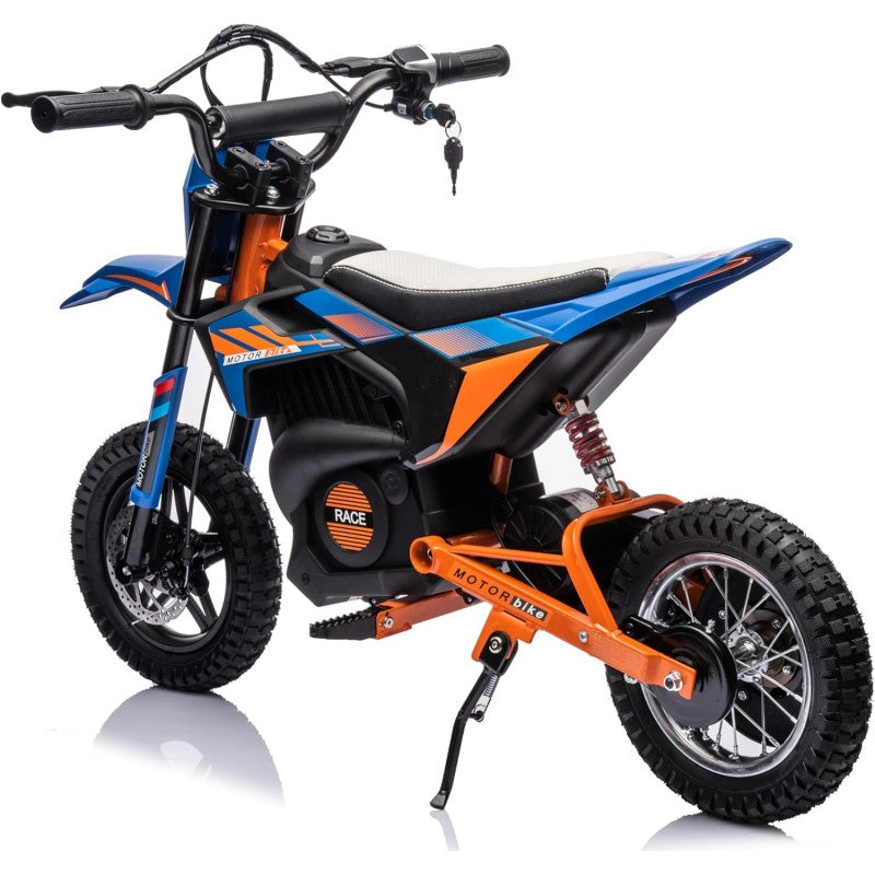 Moto Elettrica per Bambini Thunder Cross 24V 250W sedile in pelle accensione chiave acceleratore a manopola portata max 63kg – Variante Blu