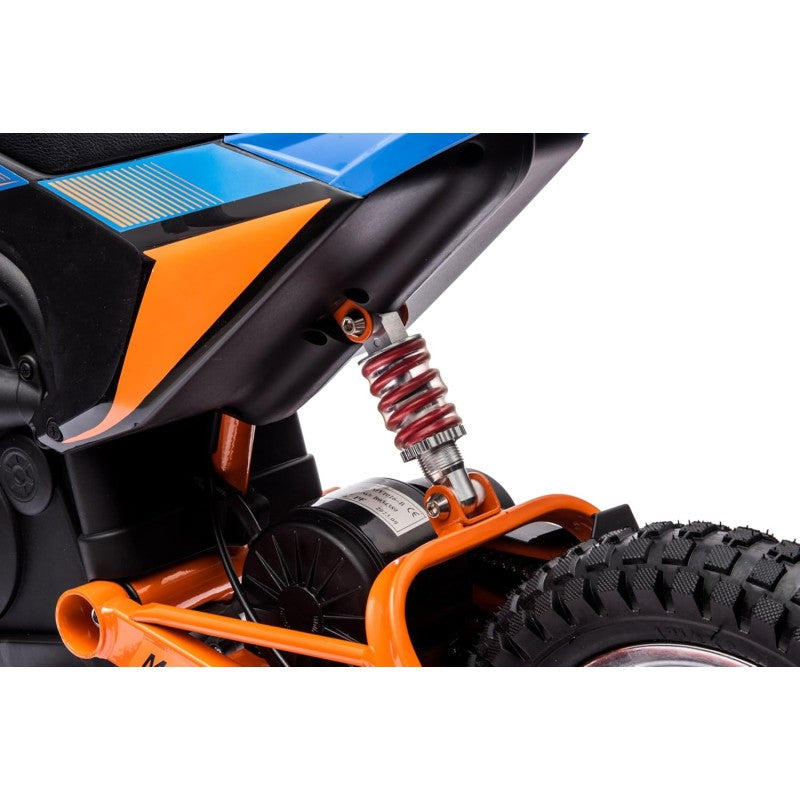 Moto Elettrica per Bambini Thunder Cross 24V 250W sedile in pelle accensione chiave acceleratore a manopola portata max 63kg – Variante Blu