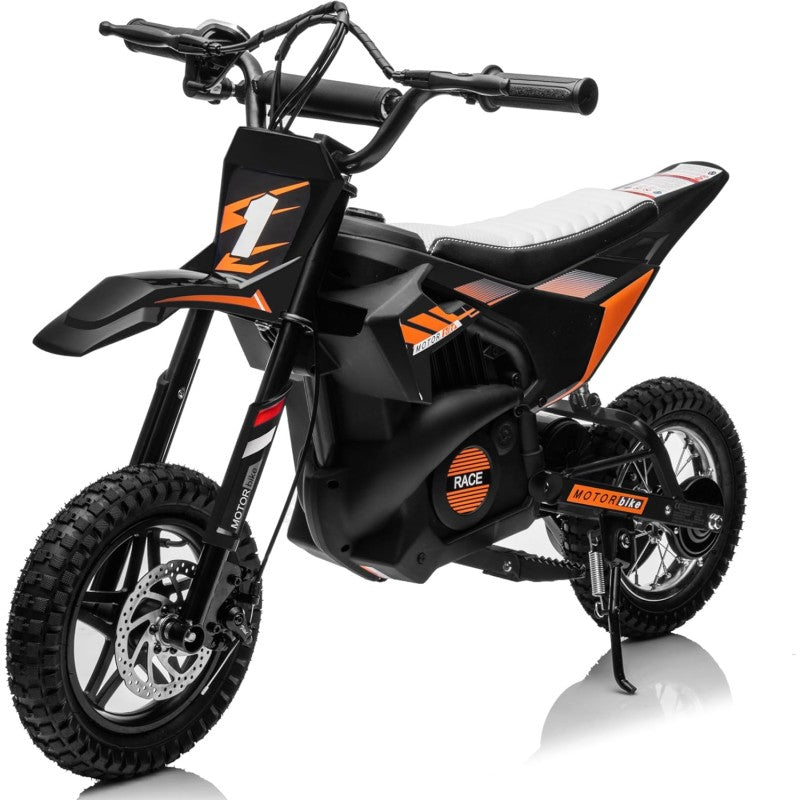 Moto Elettrica per Bambini Thunder Cross 24V 250W sedile in pelle accensione chiave acceleratore a manopola portata max 63kg – Variante Nero