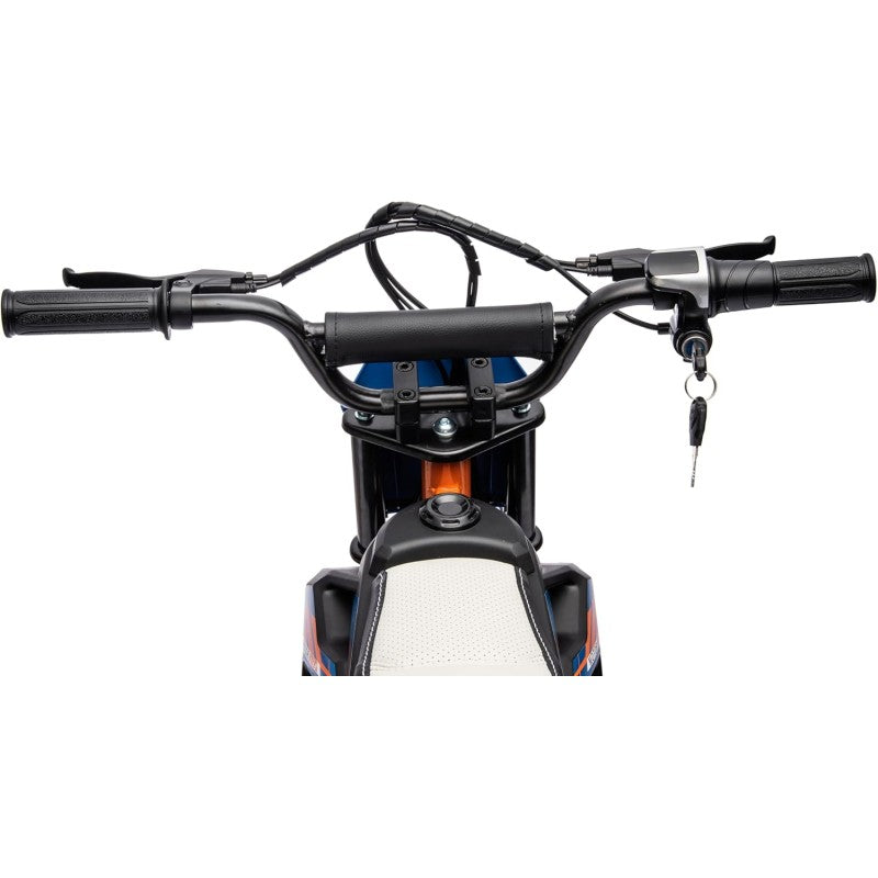 Moto Elettrica per Bambini Thunder Cross 24V 250W sedile in pelle accensione chiave acceleratore a manopola portata max 63kg – Variante Blu