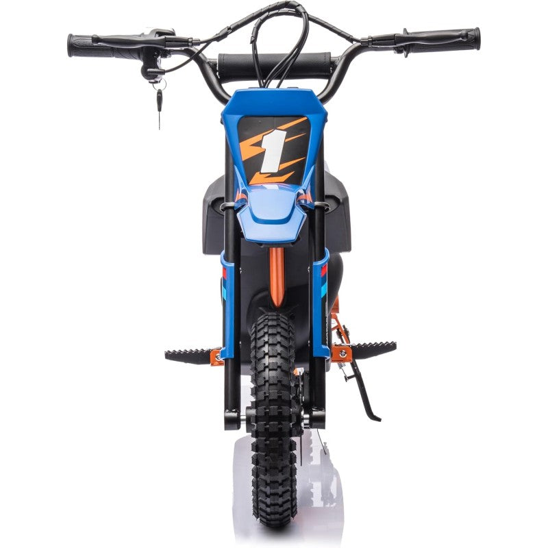 Moto Elettrica per Bambini Thunder Cross 24V 250W sedile in pelle accensione chiave acceleratore a manopola portata max 63kg – Variante Blu