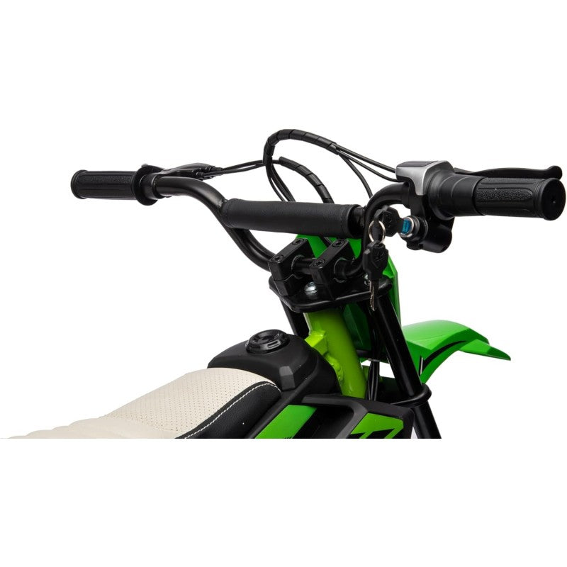 Moto Elettrica per Bambini Thunder Cross 24V 250W sedile in pelle accensione chiave acceleratore a manopola portata max 63kg – Variante Verde