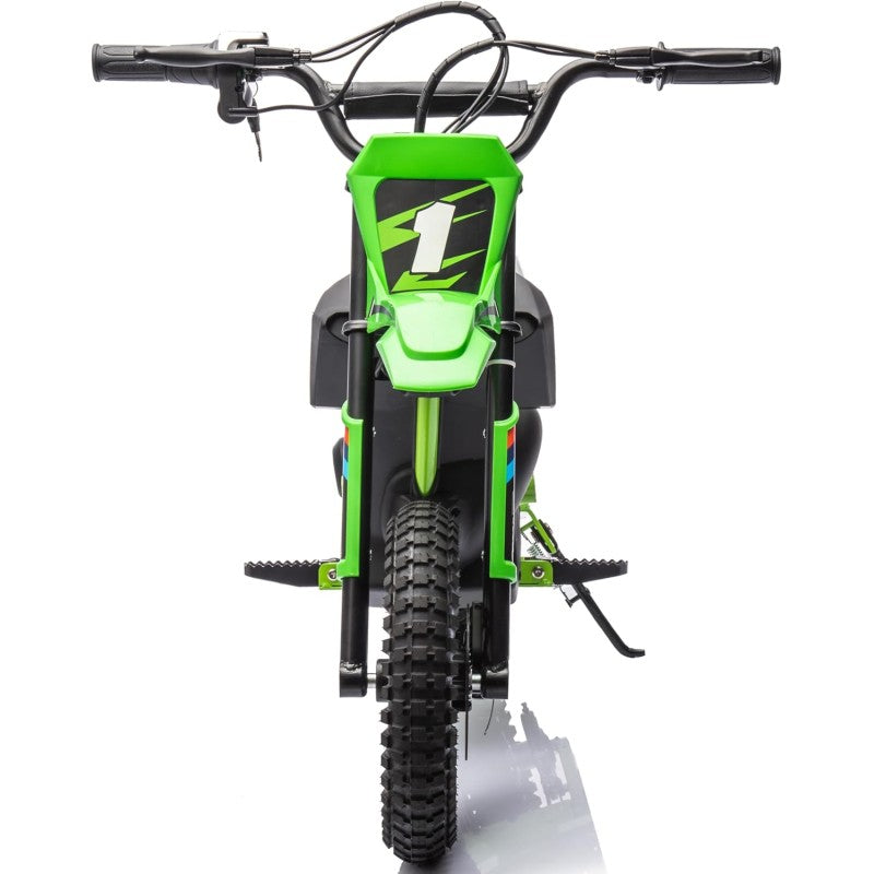 Moto Elettrica per Bambini Thunder Cross 24V 250W sedile in pelle accensione chiave acceleratore a manopola portata max 63kg – Variante Verde