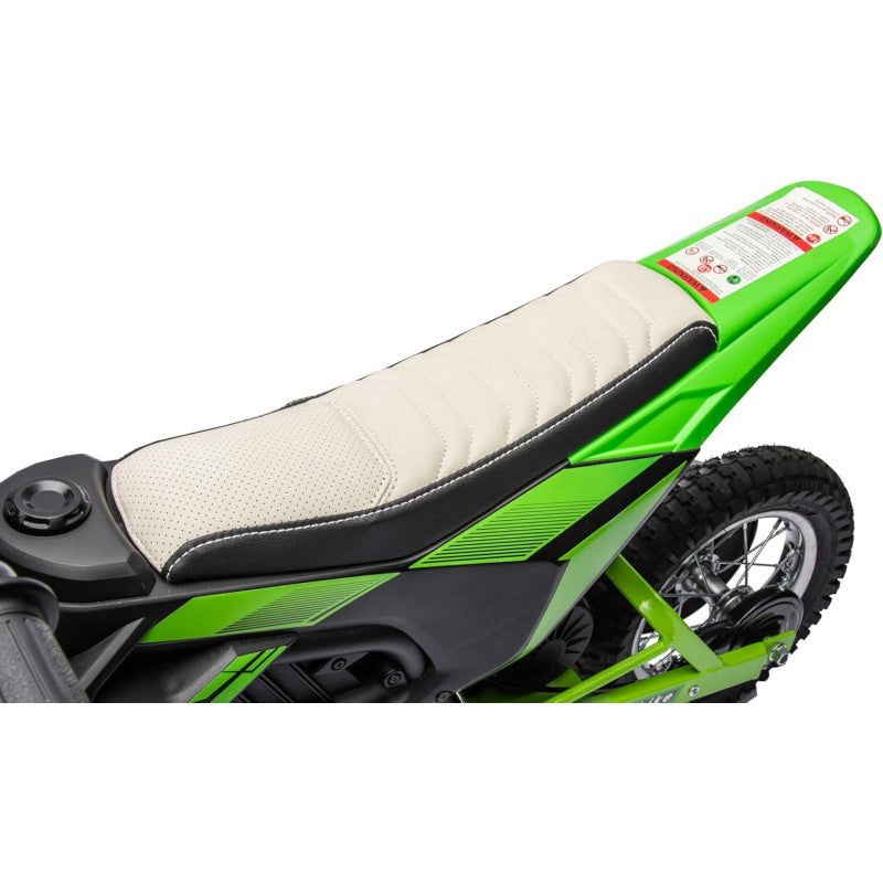 Moto Elettrica per Bambini Thunder Cross 24V 250W sedile in pelle accensione chiave acceleratore a manopola portata max 63kg – Variante Verde