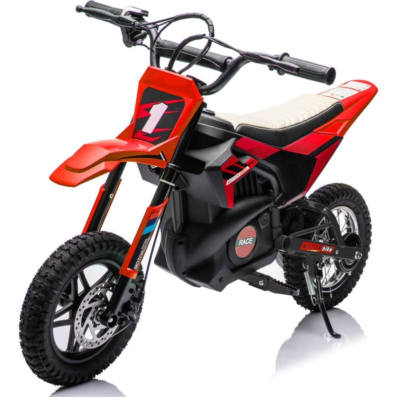 Moto Elettrica per Bambini Thunder Cross 24V 250W sedile in pelle accensione chiave acceleratore a manopola portata max 63kg - Rosso