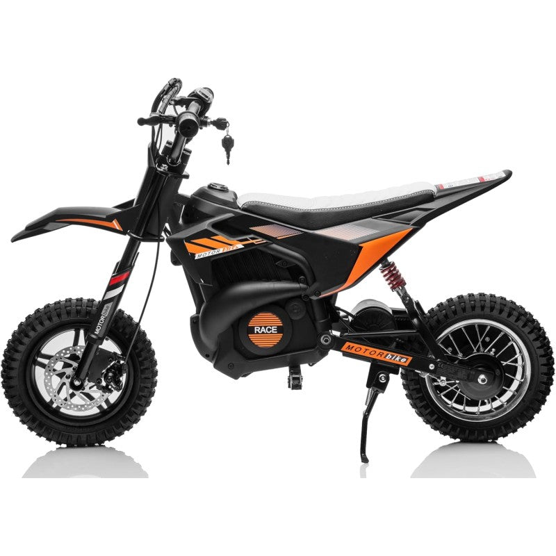 Moto Elettrica per Bambini Thunder Cross 24V 250W sedile in pelle accensione chiave acceleratore a manopola portata max 63kg – Variante Nero