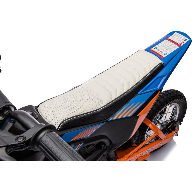 Moto Elettrica per Bambini Thunder Cross 24V 250W sedile in pelle accensione chiave acceleratore a manopola portata max 63kg – Variante Blu