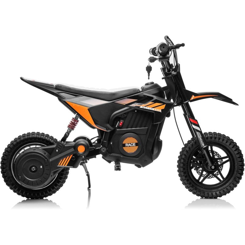 Moto Elettrica per Bambini Thunder Cross 24V 250W sedile in pelle accensione chiave acceleratore a manopola portata max 63kg – Variante Nero