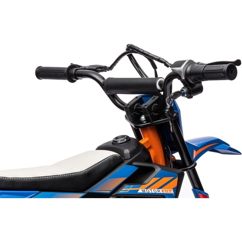 Moto Elettrica per Bambini Thunder Cross 24V 250W sedile in pelle accensione chiave acceleratore a manopola portata max 63kg – Variante Blu
