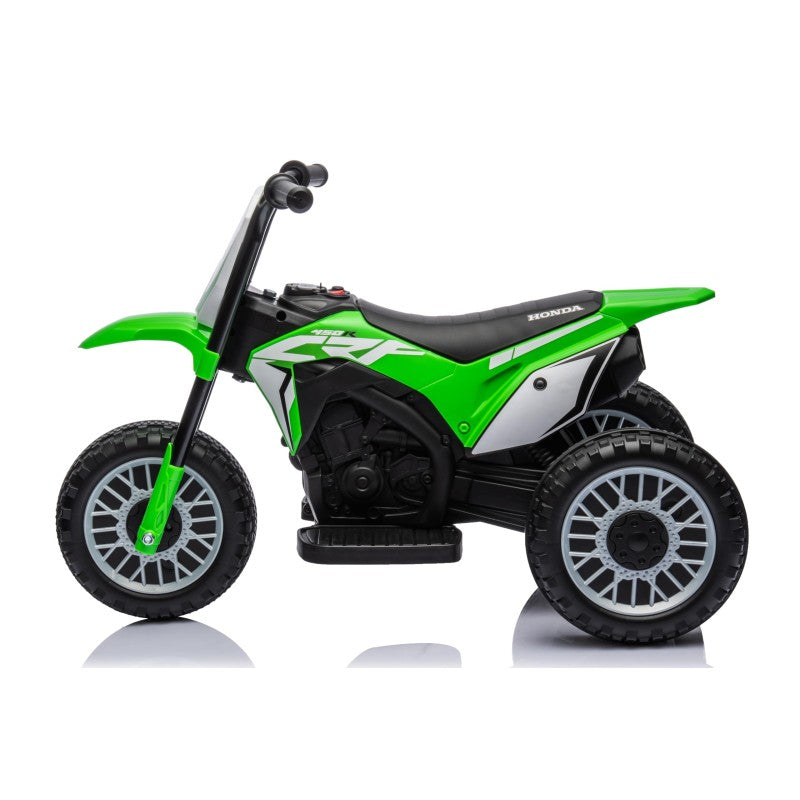 Moto Elettrica per bambini Trimoto Mini Cross Honda CRF450L - Mini Moto Triciclo 6 Volt con 3 Ruote e Suoni integrati – Variante Verde