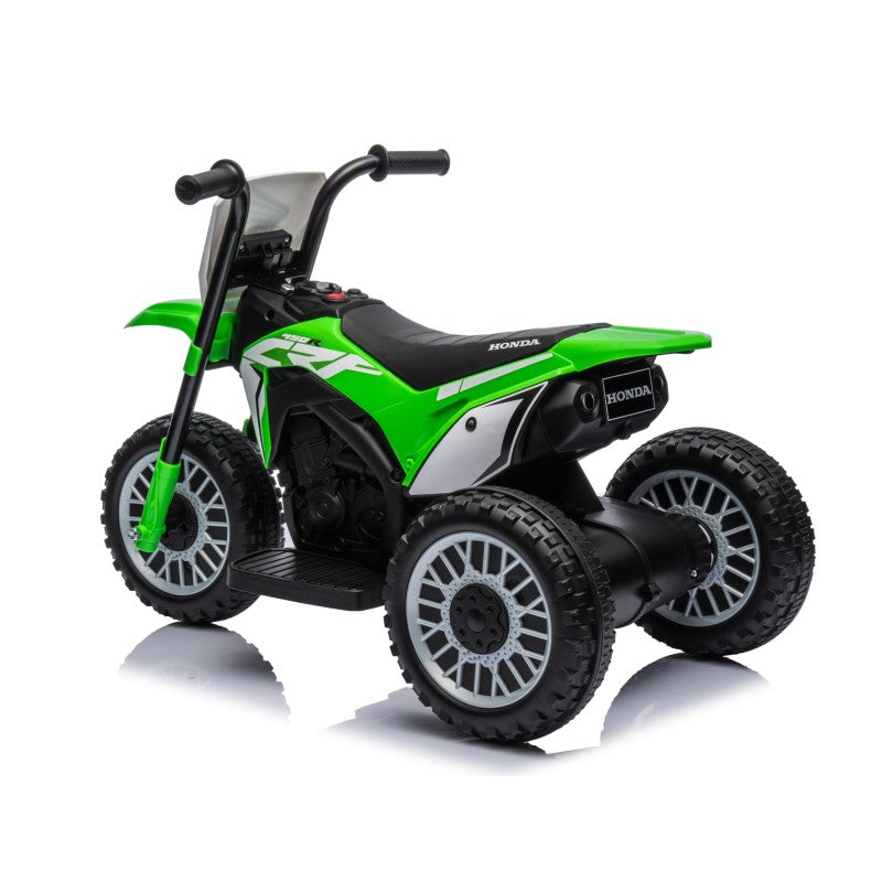 Moto Elettrica per bambini Trimoto Mini Cross Honda CRF450L - Mini Moto Triciclo 6 Volt con 3 Ruote e Suoni integrati – Variante Verde