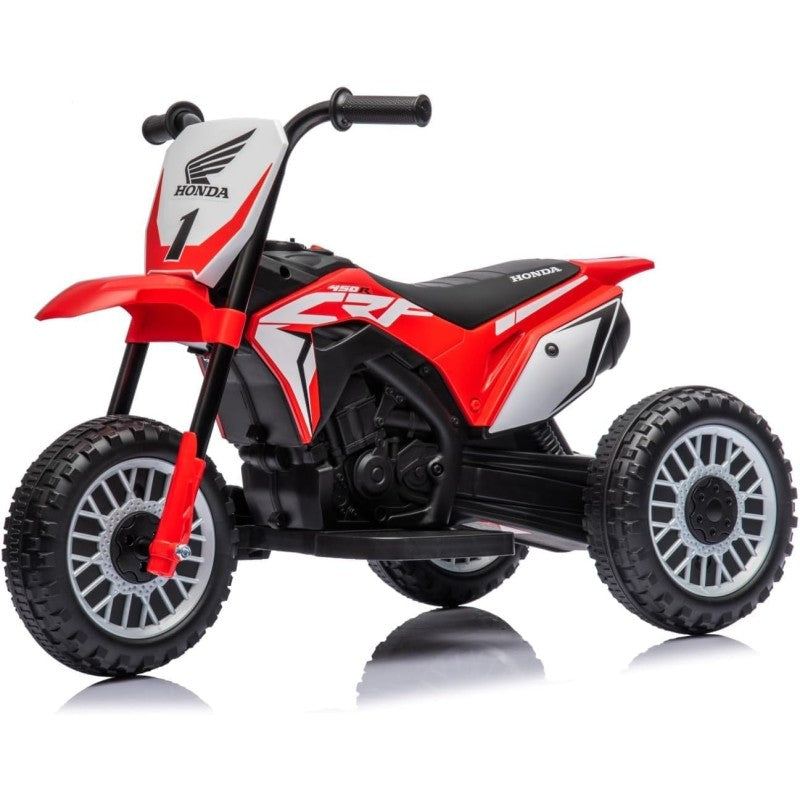 Moto Elettrica per bambini Trimoto Mini Cross Honda CRF450L - Mini Moto Triciclo 6 Volt con 3 Ruote e Suoni integrati