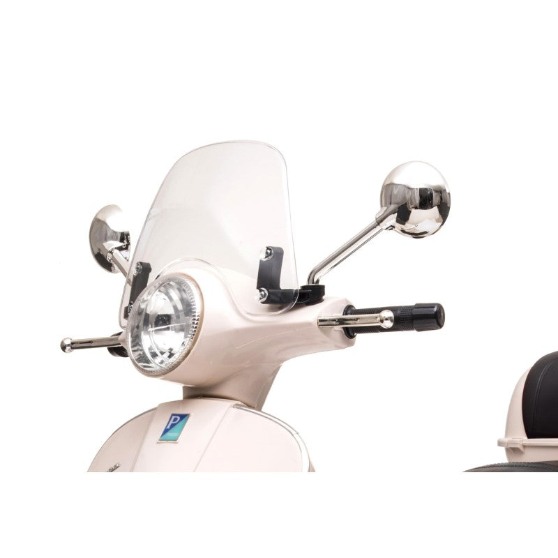 Moto Elettrica Scooter Per Bambini VESPA GTS SUPER 12V con Bauletto MP3 Luci a Led Sedile in Pelle Full Optional – Variante Bianco