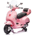Moto Elettrica Scooter Per Bambini VESPA GTS SUPER 12V con Bauletto MP3 Luci a Led Sedile in Pelle Full Optional – Variante Rosa