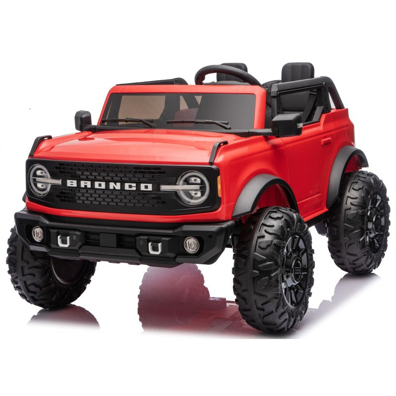 NUOVA Ford Bronco 24V Maxi Suv Fuoristrada 2 Posti Auto Elettrica per Bambini con Telecomando RUOTE GOMMA EVA-0995 - Rosso