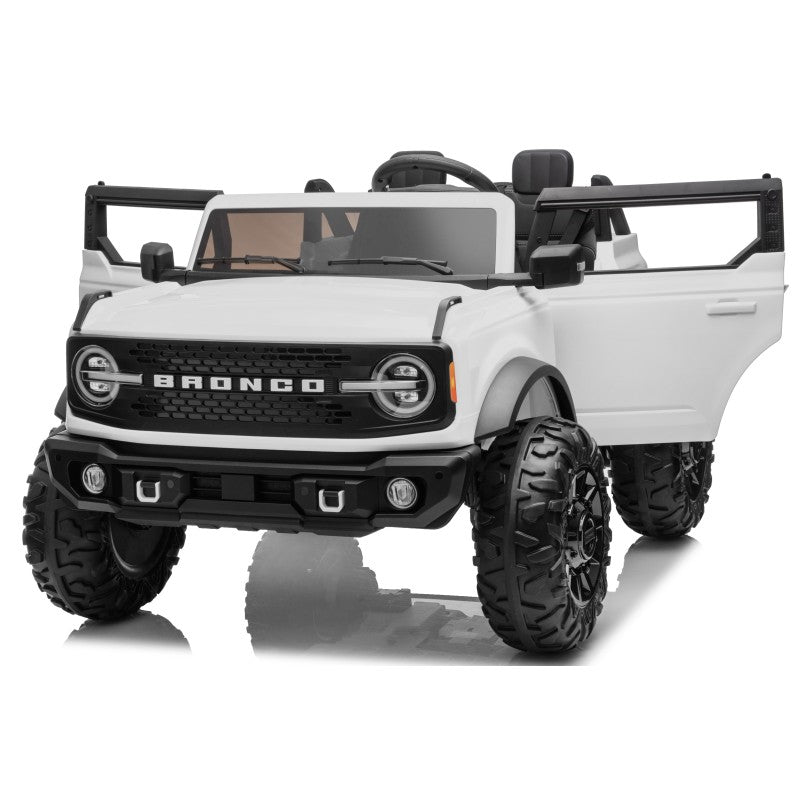 NUOVA Ford Bronco 24V Maxi Suv Fuoristrada 2 Posti Auto Elettrica per Bambini con Telecomando RUOTE GOMMA EVA-0995 – Variante Bianco