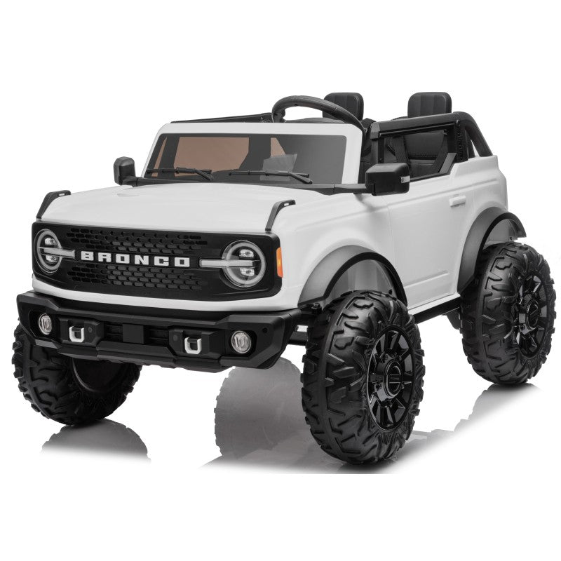 NUOVA Ford Bronco 24V Maxi Suv Fuoristrada 2 Posti Auto Elettrica per Bambini con Telecomando RUOTE GOMMA EVA-0995 - Bianco