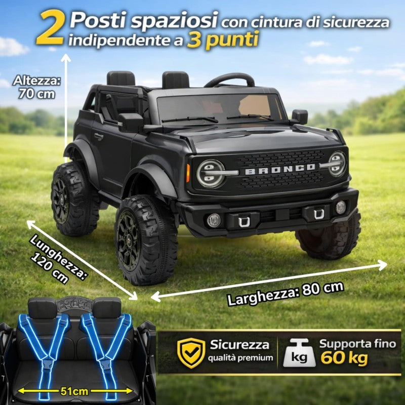 NUOVA Ford Bronco 24V Maxi Suv Fuoristrada 2 Posti Auto Macchina Elettrica per Bambini con Telecomando 0995 – Variante Grigio