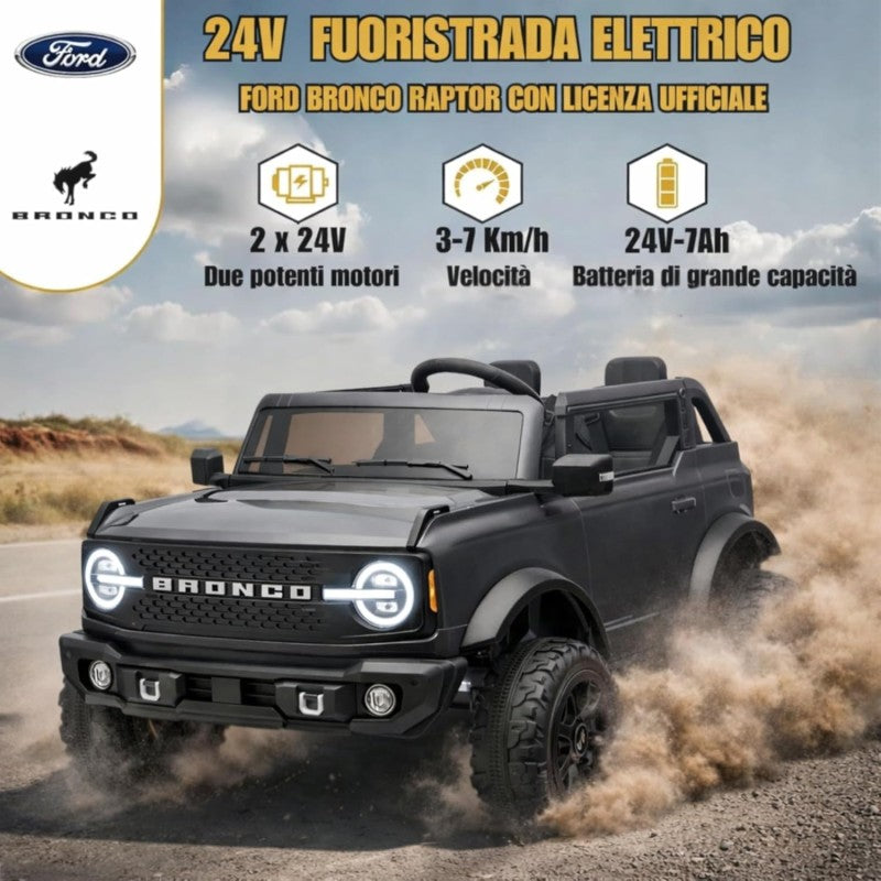 NUOVA Ford Bronco 24V Maxi Suv Fuoristrada 2 Posti Auto Macchina Elettrica per Bambini con Telecomando 0995 – Variante Grigio
