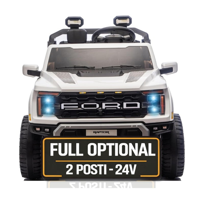 Nuovo Ford F150 Raptor 24V Auto Elettrica Macchina per Bambini Maxi Fuoristrada 2 Posti con Telecomando – Variante Bianco