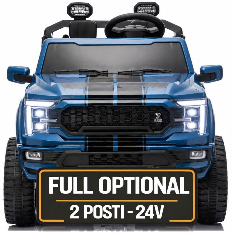 Nuovo Ford F150 Raptor 24V Auto Elettrica Macchina per Bambini Maxi Fuoristrada 2 Posti con Telecomando - Blu Shelby