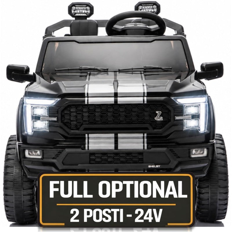 Nuovo Ford F150 Raptor 24V Auto Elettrica Macchina per Bambini Maxi Fuoristrada 2 Posti con Telecomando – Variante Nero Shelby