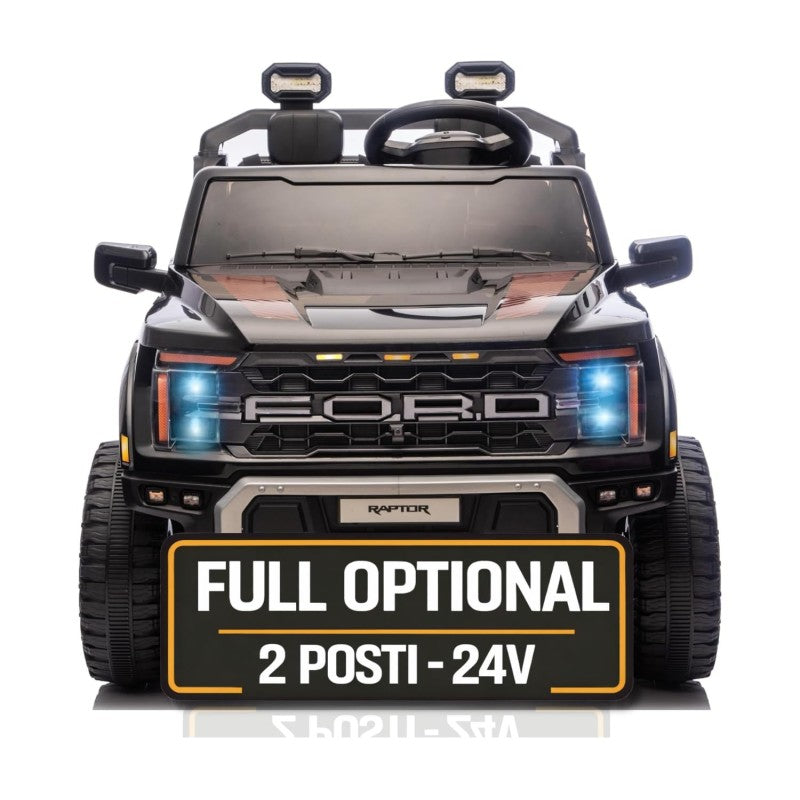 Nuovo Ford F150 Raptor 24V Auto Elettrica Macchina per Bambini Maxi Fuoristrada 2 Posti con Telecomando - Nero