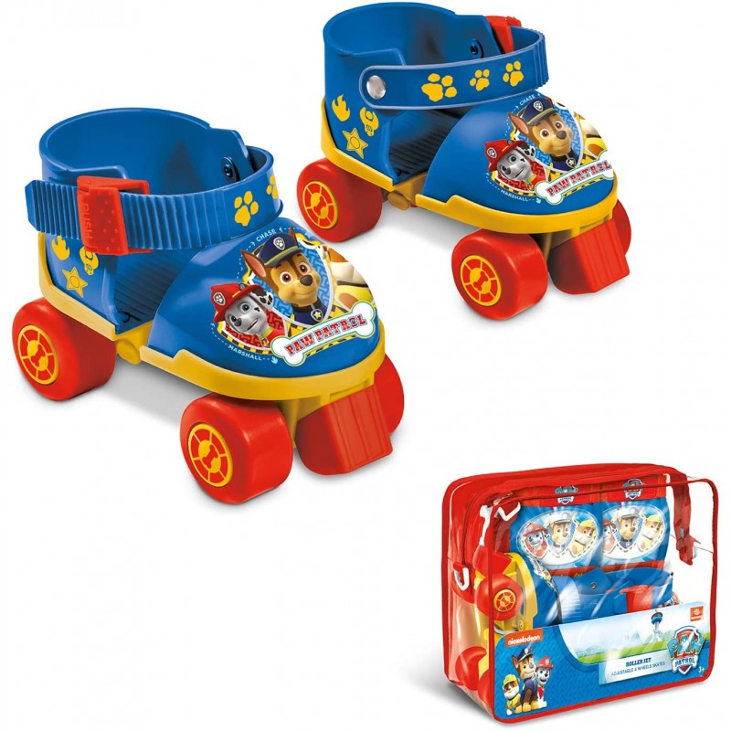 Pattini 4 Ruote Regolabili + Ginocchiere e Gomitiere Paw Patrol 22-29 Mondo 28312