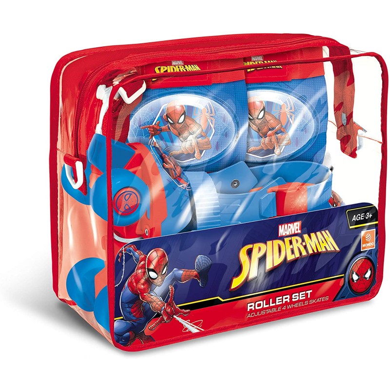 Pattini a rotelle regolabili Spiderman Ultimate Marvel - Taglia dal 22 al 29 , gomitiere e ginocchiere - 18390